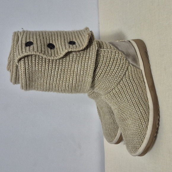 UGG Women's Beige Knit Button Boots - Picture 3 of 15